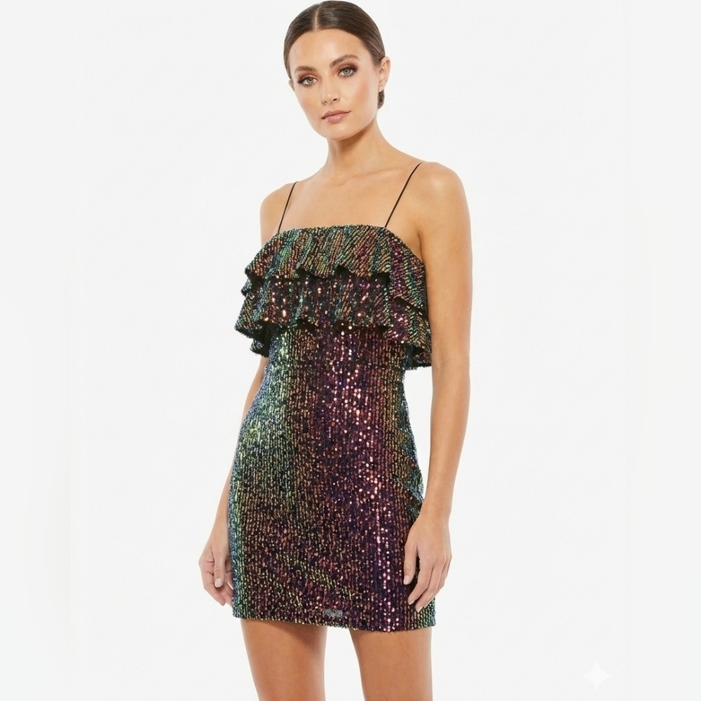 Thirty Thirty Elegant Sequin Ruffle Dress Size L.